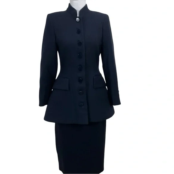 Vintage John Anthony Navy Blue Jacket & Skirt Suit - Picture 1 of 16